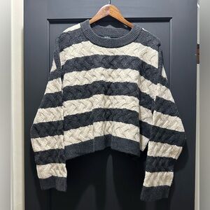 Wild Fable Black and Cream Striped Sweater